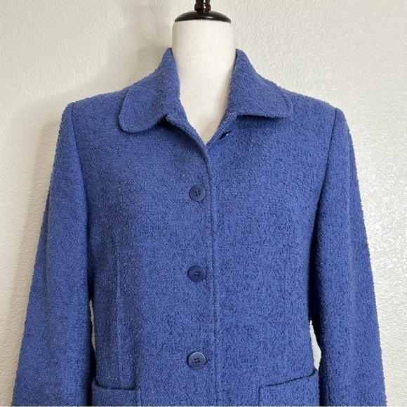 Charter Club Wool Blend Blue Button Down Women's Blazer, Size 10 - Picture 3 of 13